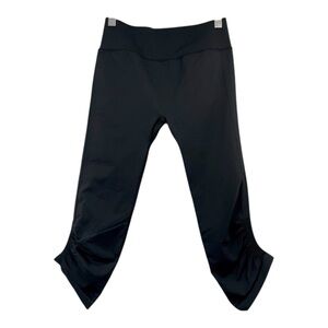 Lululemon In the Flow Capri Cropped Ruched Black Leggings Activewear Gym Yoga